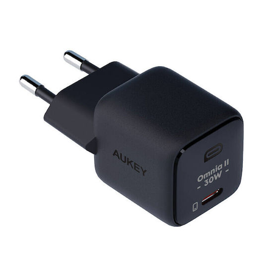 Aukey Φορτιστής Χωρίς Καλώδιο με Θύρα USB-C 30W Power Delivery Μαύρος (PA-B1L)