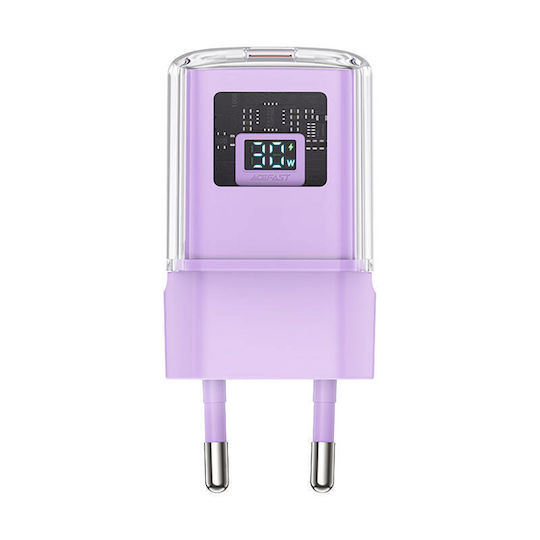 Acefast Charger Without Cable GaN with USB-C Port 30W Power Delivery Purple (A53 Sparkling)