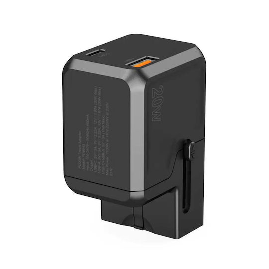 Choetech Φορτιστής Χωρίς Καλώδιο 20W Power Delivery Μαύρος (PD6038)