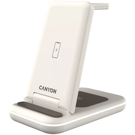 Canyon Ασύρματος Φορτιστής (Qi Pad) 15W Cosmic Latte (WCS-304)