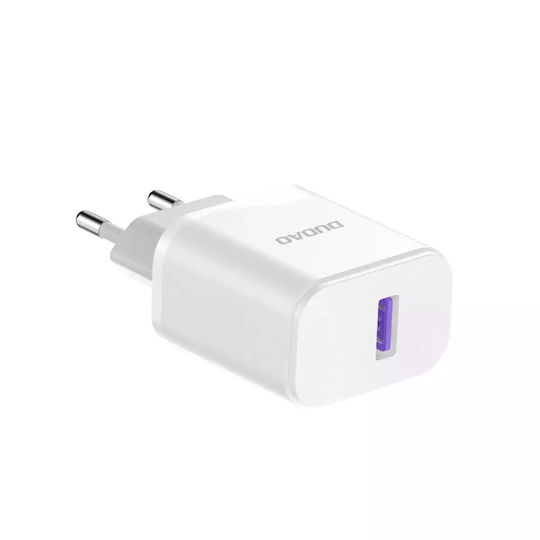 Dudao Φορτιστής με Θύρα USB-A και Καλώδιο Lightning 18W Λευκός (A20EU)