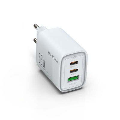 De Tech Ladegerät GaN und Kabel USB-C 65W Stromlieferung Weißs (DE-PD)