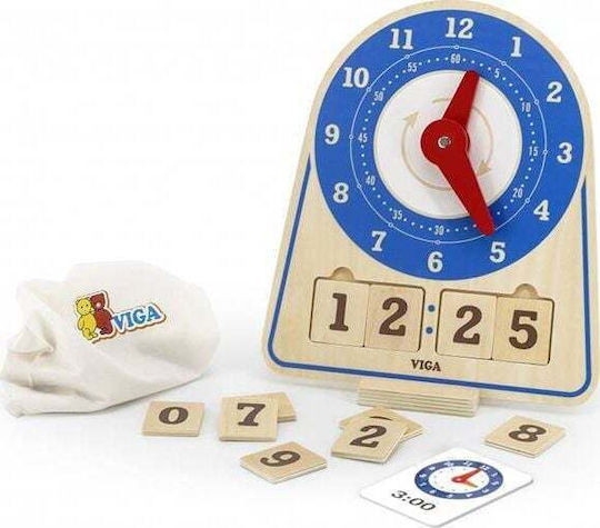 Viga Toys Ρολόι Εκπαιδευτικό Παιχνίδι Εκμάθησης Ώρας από Ξύλο για 3+ Ετών