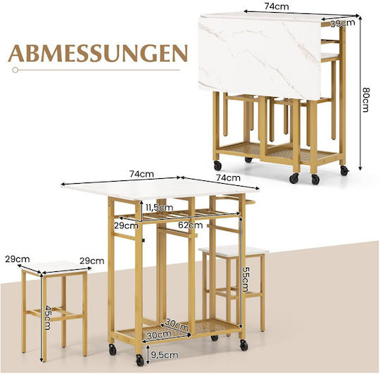 Esszimmer Erweiterbar 3Stück 74(+80)x74cm