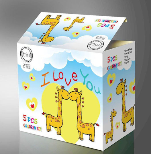 Cryspo Trio Set de hrănire "i Love You" din Porțelan Multicolor 5buc