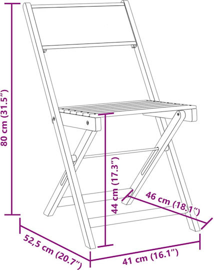Καρέκλα Εξωτερικού Χώρου Ξύλινη Taupe 2τμχ 38x32.5x83εκ.