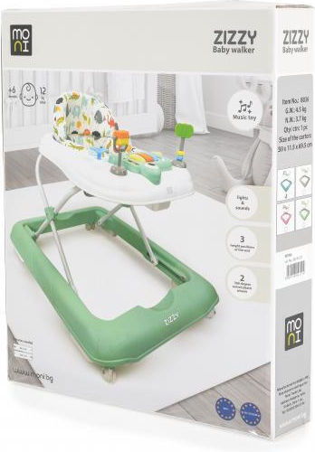 Moni Zizzy Baby Walker with Music for 6+ Months Green