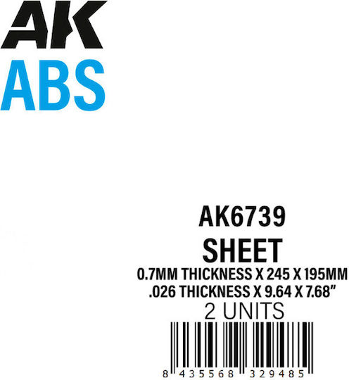 Ak Interactive 0.7mm Thickness X 245 X 195mm – Abs Sheet – 2 Units Per Bag