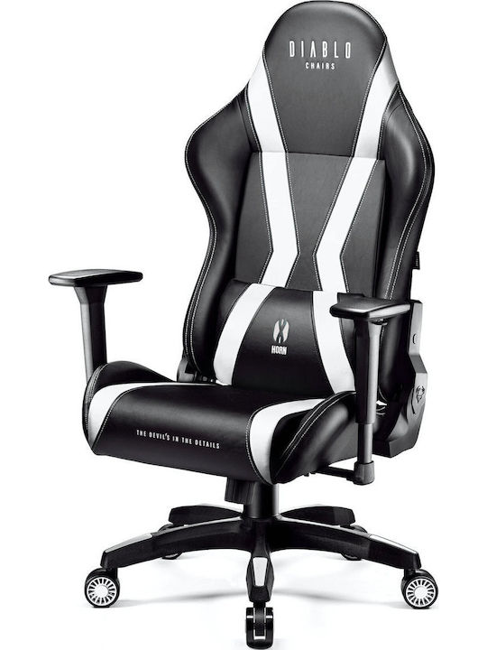 Diablo X-Horn Καρέκλα Gaming Δερματίνης με Ρυθμιζόμενα Μπράτσα Μαύρο / Λευκό