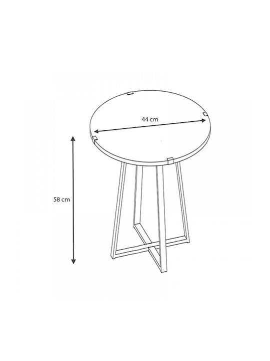 Round Side Coffee Table Pedro Wooden Black / Anthracite W44xL44xH58cm