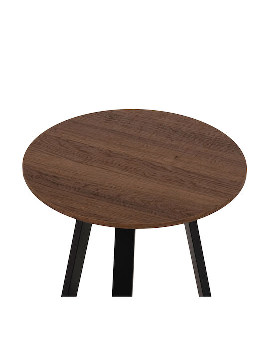 Round Side Table Rocket Wooden Walnut-black L45xW45xH55cm.