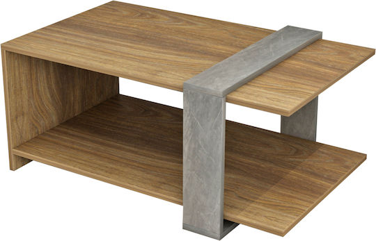 Rechteckiger Zentraler Kaffeetisch Wilma Holz Natur-Grau M80xB50xH35cm