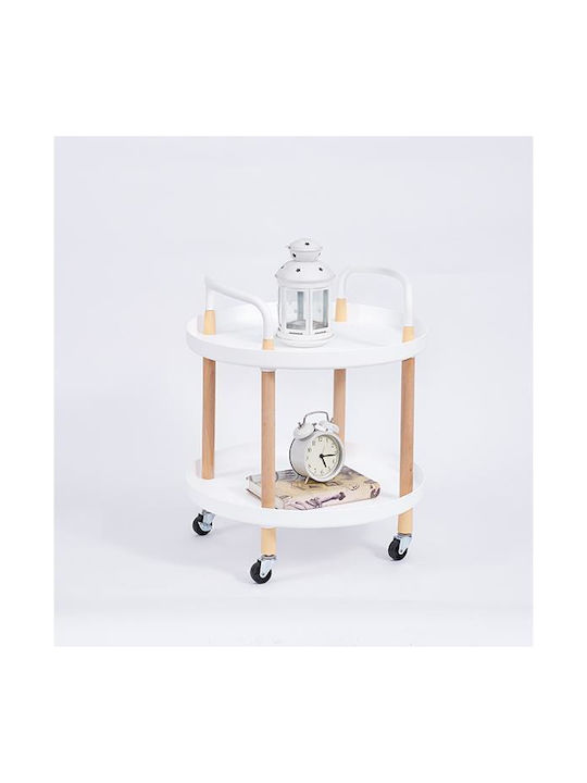 Side Table with Wheels White