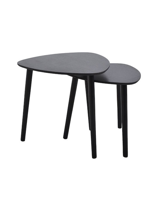 Oval Side Table Black 2pcs L48xW48xH44.5cm