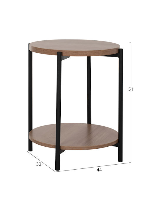 Ned Round Metal Side Table Black-Brown L40xW40xH52cm