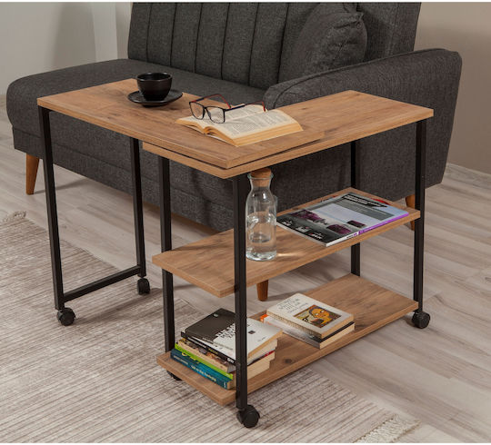 Side Table Mela with Wheels L70xW70xH63cm. Beige