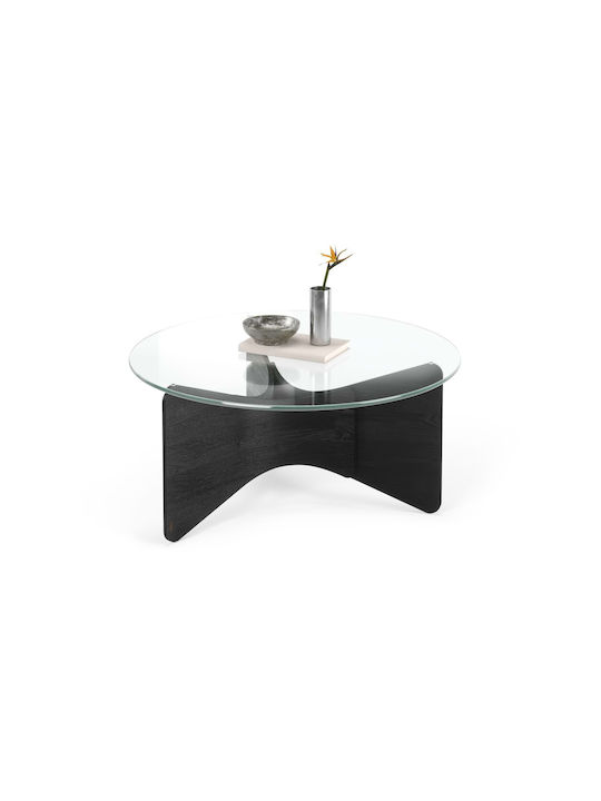 Round Central Coffee Table Madera Glass Black W84xL84xH38cm
