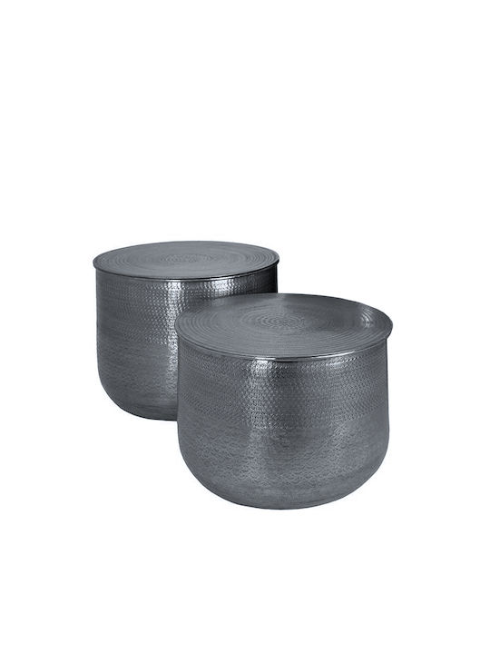 Rundes Beistelltisch Seitlich Aluminium Grau M52xP52xH39cm