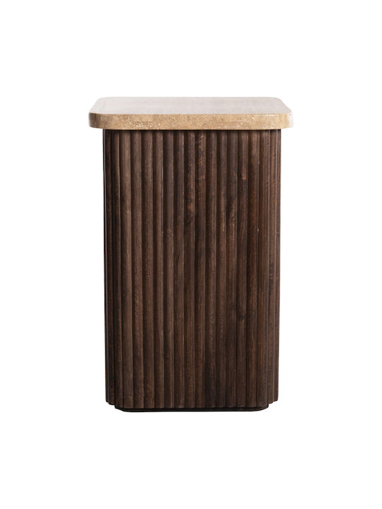 Square Side Coffee Table Gladys Made of Solid Brown Wood W40xL40xH60cm