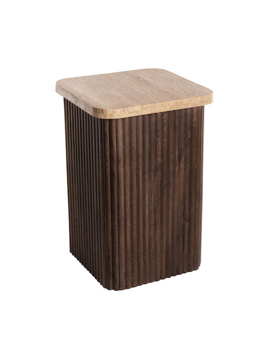 Square Side Coffee Table Gladys Made of Solid Brown Wood W40xL40xH60cm