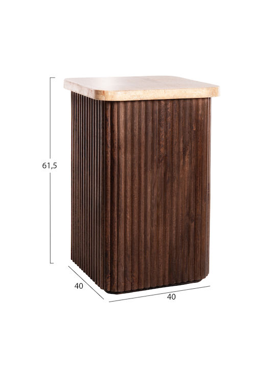 Square Side Coffee Table Gladys Made of Solid Brown Wood W40xL40xH60cm