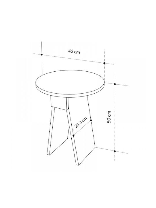 Round Side Coffee Table Chen Wooden Gray Retro W42xL42xH50cm
