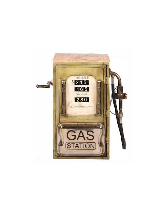 Square Side Table Gas Pump Metal Multicolour 36x57x71 cm