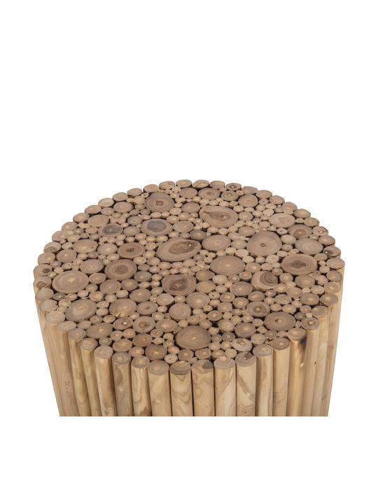 Round Side Coffee Table Cooter Made of Solid Wood Branches Teak-Natural W60xL60xH46cm