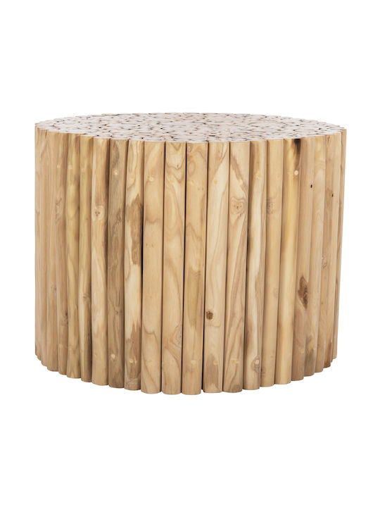 Round Side Coffee Table Cooter Made of Solid Wood Branches Teak-Natural W60xL60xH46cm