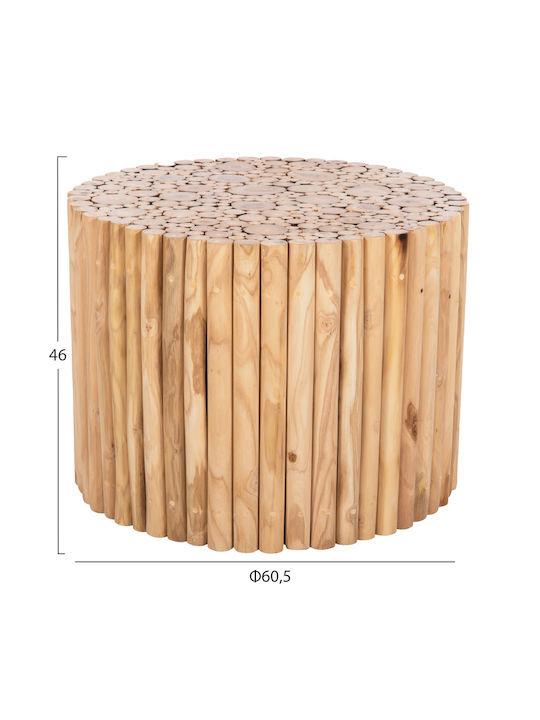 Round Side Table Cooter made of Solid Wood Teak branches-natural L60xW60xH46cm