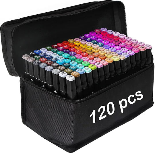 Set 120 Markers Zola 2 Thin Thick Ends Storage Bag Multicoloured