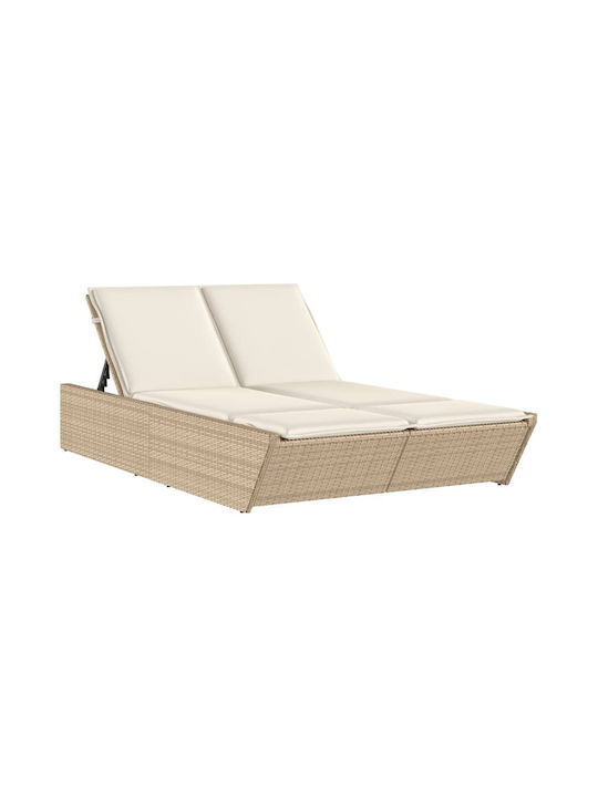 Ξαπλώστρα Διπλή Rattan με Μαξιλάρι 110x200εκ.