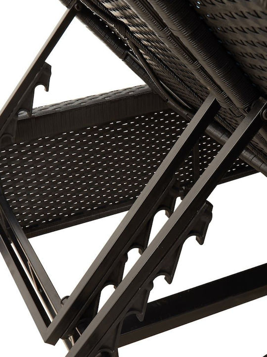 Ξαπλώστρα Διπλή Rattan με Μαξιλάρι Μαύρη 110x200εκ.