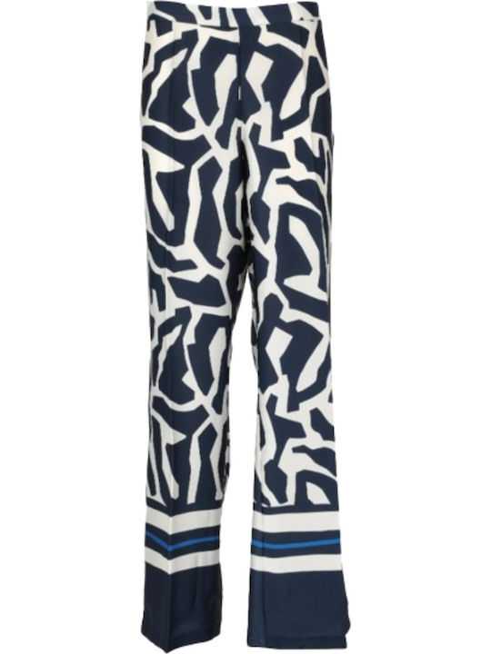 Women's Fabric Trousers Relaxed Fit Blue/White