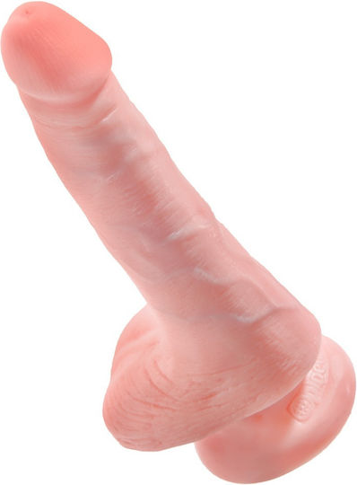 King Cock Ρεαλιστικό Dildo με Όρχεις και Βεντούζα Light 15cm