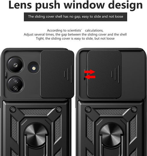 Techsuit CamShield Umschlag Rückseite Silikon / Kunststoff Schwarz (Redmi 13C / Poco C65 4G)