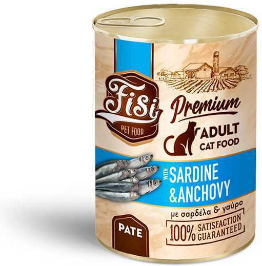 Fisi Wet Food for Adult Cats in Cans with Anchovy, Sardine and Tuna Grain-Free 400gr