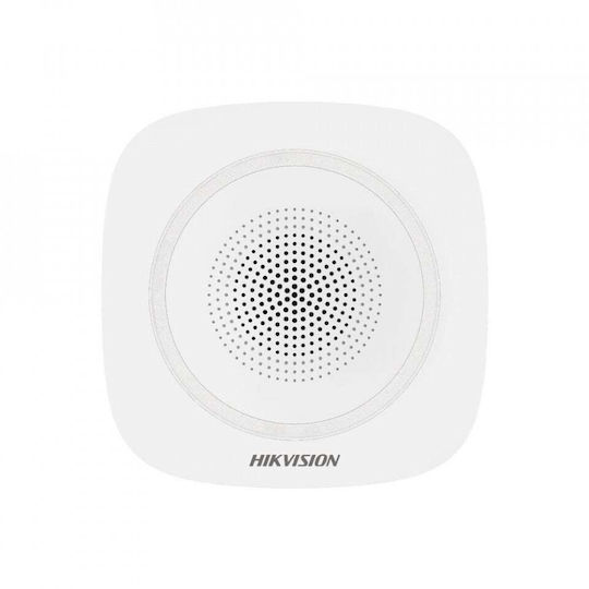 Hikvision Wireless RF: RF (Radiofrecvență) Alarm Siren Baterie Indoor 110dB with Roșu Light 8.8x8.8cm