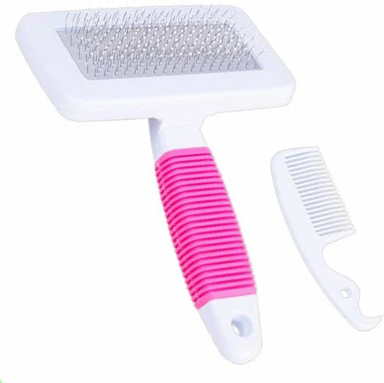 Haustier Bürste Kamm Set Zola Kunststoff Metall 9,7x14 cm Pink Weiß