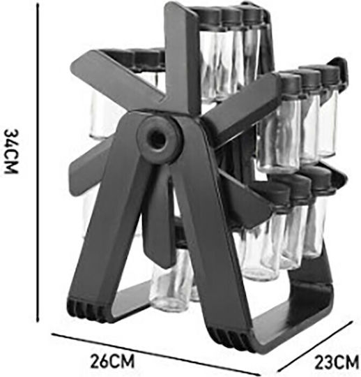 Spice Glass Tabletop Rotating Spice Rack Black