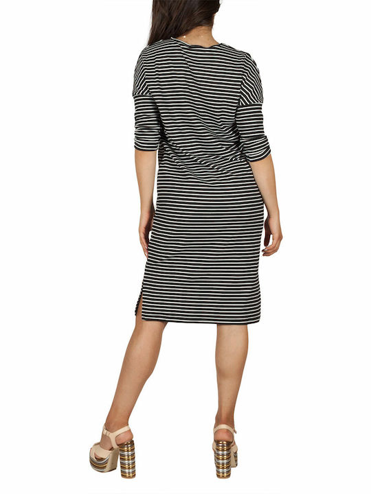 Soft Rebels Midi Kleid mit Schlitz Schwarz