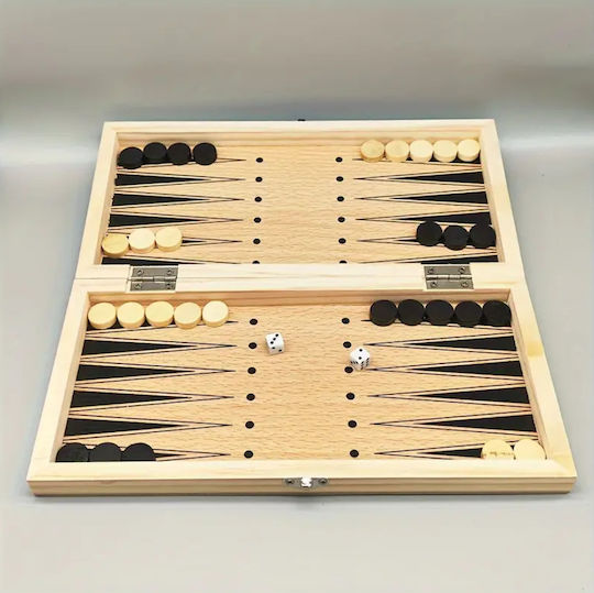 Zola Wooden Chess and Board Game Set Plastic Pieces 2 Dice 23x23 Cm Brown Black