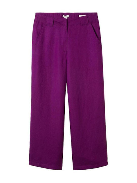 Tom Tailor Women's Linen Trousers Purple