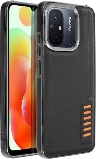 Задна корица Кожа / Силикон Черен (Redmi 12C)