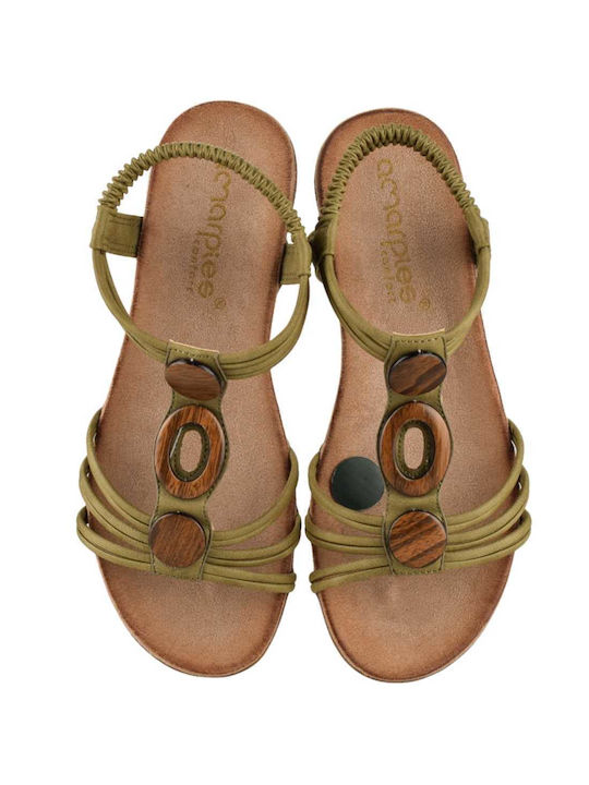 Amarpies Women's Flat Sandals Anatomic in Khaki Color