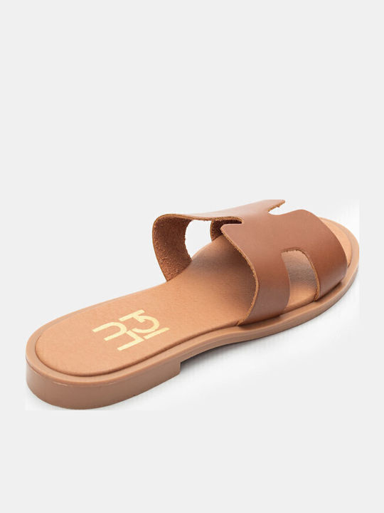 Women's Flat Sandals in Tabac Brown Color