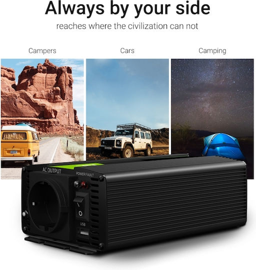 Green Cell Car Inverter 300W to Converter 12V DC in 230V AC with 1xUSB