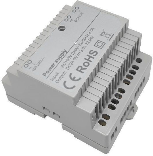 Ράγας DIN Rail Power Supply 3A/24V/72W