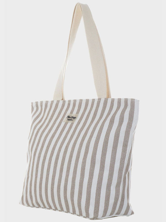 G Secret Beach Bag Beige with Stripes