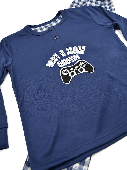 Baby Train Pajama with plaid pants/Gaming Blue